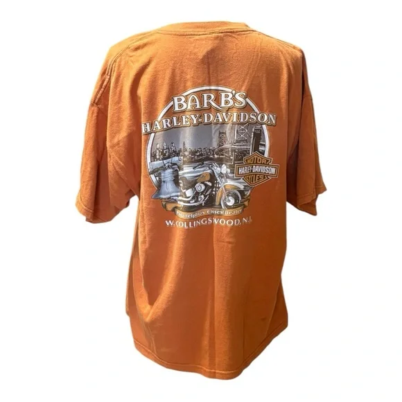 Vintage Harley-Davidson Orange Graphic T-Shirt - Picture 3 of 5